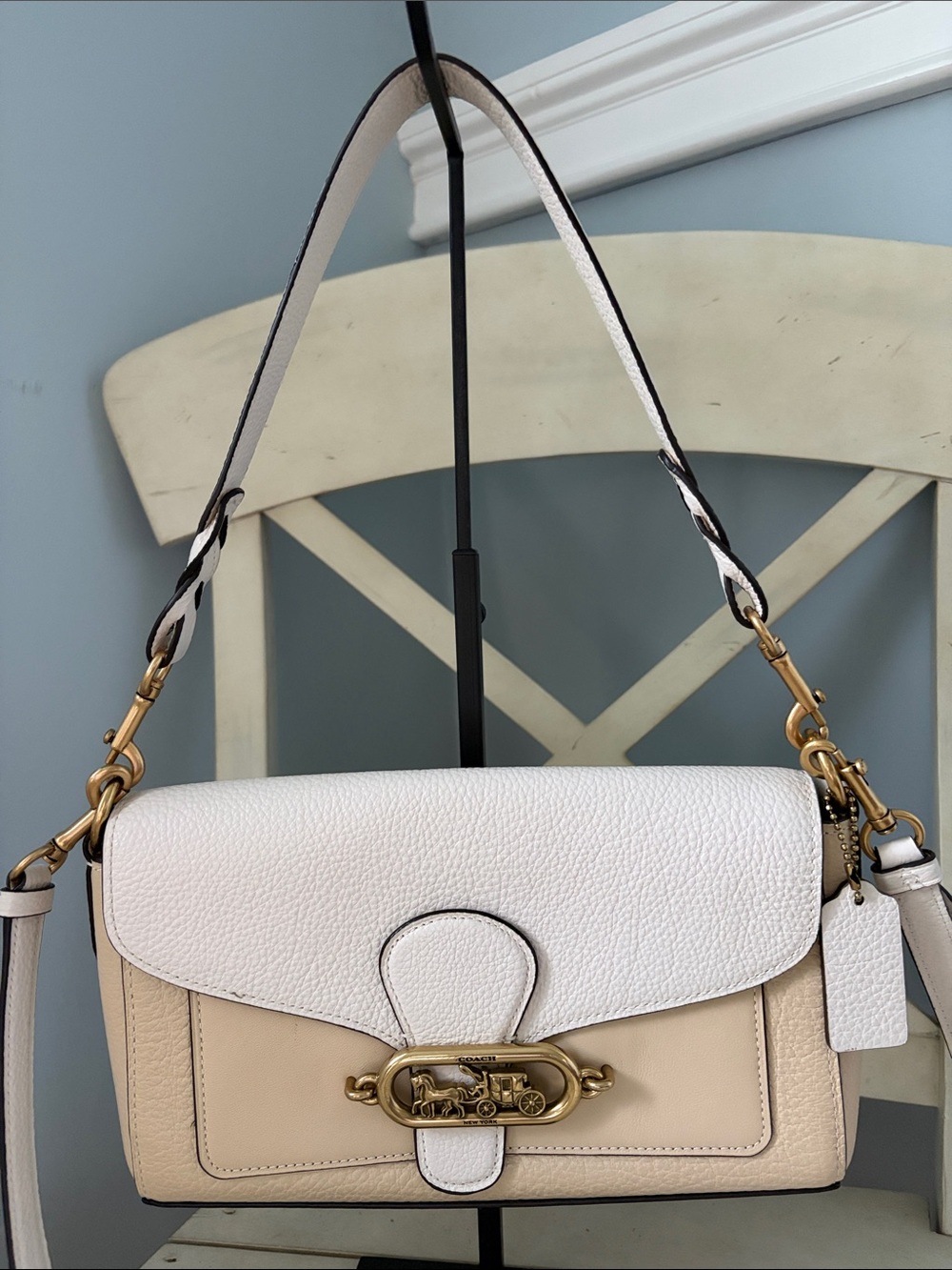 Coach Jade Leather Shoulder Bag in White and Cream